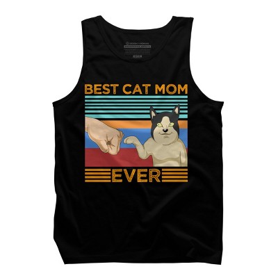 Men's Design By Humans Best Cat Mom Ever Retro Stripes By shirtpublic Tank Top