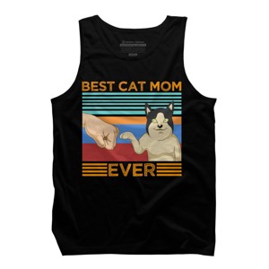 Men's Design By Humans Best Cat Mom Ever Retro Stripes By shirtpublic Tank Top - 1 of 2