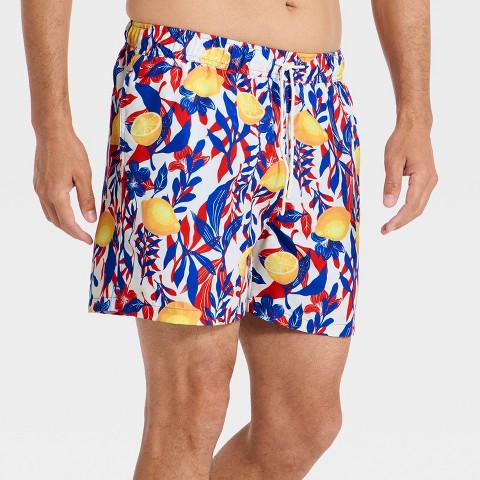 Мужские брюки Goodfellow & Co Men's 5" Palm Print Swim Trunks - Goodfellow & Co™ Lemon Yellow L