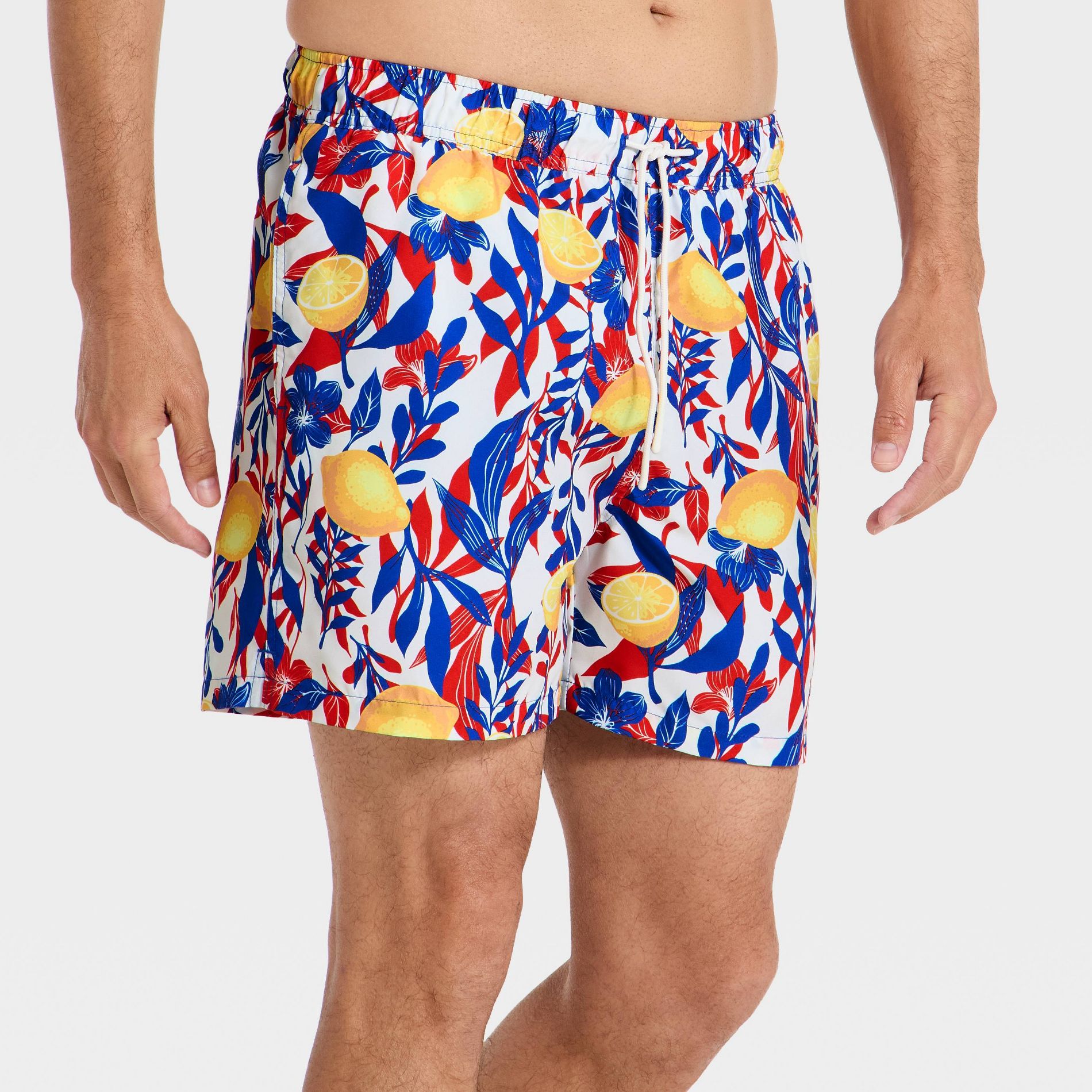 Men's 5" Palm Print Swim Trunks - Goodfellow & Co™ Lemon Yellow