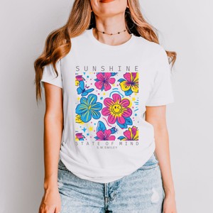 Simply Sage Market S.W.Smiley Sunshine State of Mind Floral Short Sleeve Tee - 1 of 4