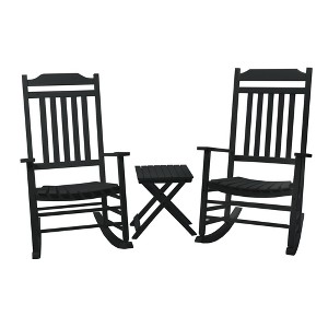 Kozyard High Back Slat Rocking Chair Set Solid Wood Outdoor Rocking Chair Porch Chairs for Indoor Outdoor - 1 of 4