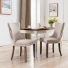 FONTOI Upholstered Wing-Back Dining Chair with Backstitching Nailhead Trim and Wood Legs, Set of 2, Beige, 20.4"*37.4"*27.4" - 2 of 4