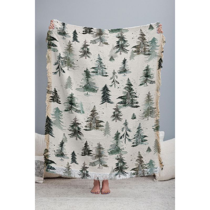Ninola Design Winter Snow Trees Forest Neutral 56"x46" Woven Throw Blanket - Deny Designs, 3 of 6