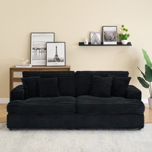 79.3" Corduroy 3-Seater Sofa,Modern Couch with Plush Cushions and 4 Pillows,Wide Deep Seating for Living Room Apartment-Baofuwish - 1 of 4