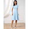 INSPIRE CHIC Women's Short Sleeve V Neck Button Decro Pleated Business Casual A-Line Midi Dresses - 4 of 4