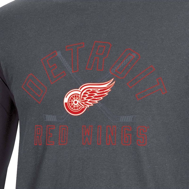 NHL Detroit Red Wings Men&#39;s Charcoal Long Sleeve T-Shirt, 3 of 4