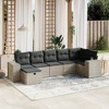 vidaXL Garden Sofa Set Grey Poly Rattan, Steel Large Removable Covers - 2 of 4