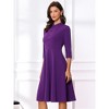 INSPIRE CHIC Women's Vintage 3/4 Sleeves Stand Collar Office Work Elegant A-Line Dress - 4 of 4