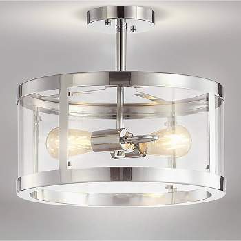 15" Iron and Glass Herndon Modern LED Flush Mount - Jonathan Y