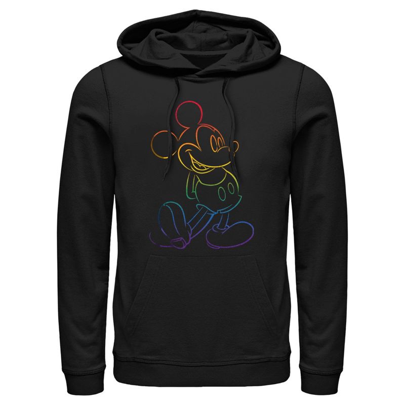 Men's Mickey & Friends Rainbow Mickey Mouse Outline Pull Over Hoodie, 1 of 5