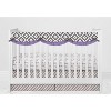 Bacati - Love Gray/Lilac Stripes Long Side Crib Rail Guard Cover - 4 of 4