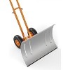 29 Inch Heavy Duty Wheeled Snow Shovel with Adjustable 5-Position Handle and Multi-Angle Carbon Steel Blade - 3 of 4
