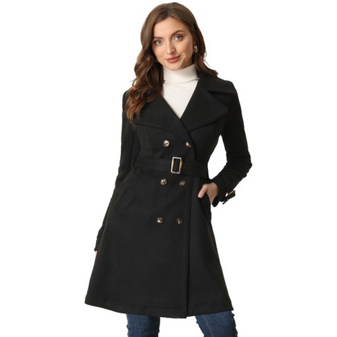 Allegra K Women's Single Breasted Notched Lapel Long Winter Coats : Target