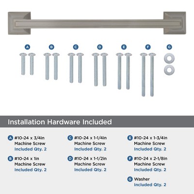 Satin Nickel Brushed Traditional Appliance Pull with Mounting Hardware