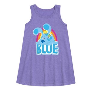 Girls' - Blue's Clues & You! - Blue Graphic Sleeveless Aline Dress - 1 of 3