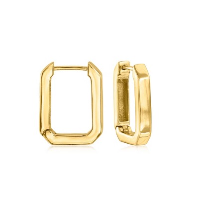 Ross-Simons 18kt Gold Over Sterling Faceted Paper Clip Link Hoop Earrings