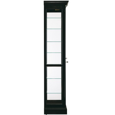 Traditional Black Satin Lighted Curio Cabinet with Adjustable Shelves