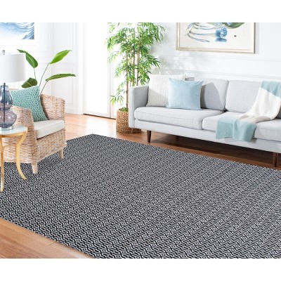 Handmade Gray Wool and Cotton 5' x 7' Rectangular Rug