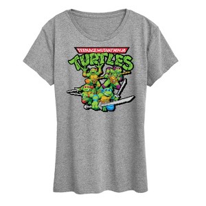 Women's - Teenage Mutant Ninja Turtles - Gaming Group And Logo Short Sleeve Graphic T-Shirt - 1 of 4