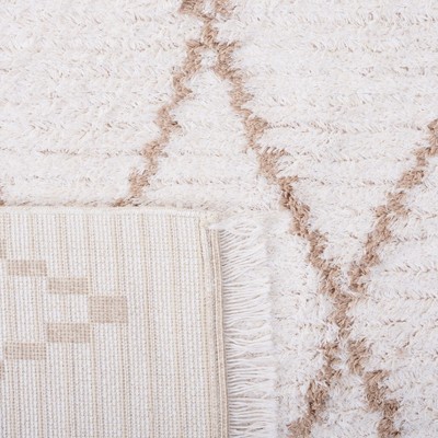 Ivory Beige Synthetic Flat Woven Square Area Rug