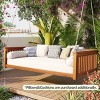 Outdoor Garden Balcony Hammock Swing Chair,Sloped Design Patio Minimalist Twin Size Swing Bed,Wood Porch Backyard Hammock with Rope-Coolbibila - 2 of 4