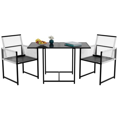 Hyleory 3-Piece Patio Set, Outdoor Dining Set with PE Rattan Table and Chairs (1 Pack/2 Pack)