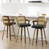 Bekrvio 26" Swivel Counter Height Bar Stools Set of 1/2/3/4,Faux Leather Upholstered Bar Chairs with Back & Arm for Kitchen Island,Black - 2 of 4