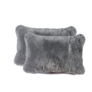 Natural New Zealand Sheepskin Pillow | 2-Pack | 12"x20" - 1 of 4