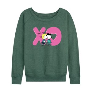 Women's - Peanuts - Xo Schroeder Lucy Lightweight French Terry Wide Neck Long Sleeve Shirt - 1 of 4