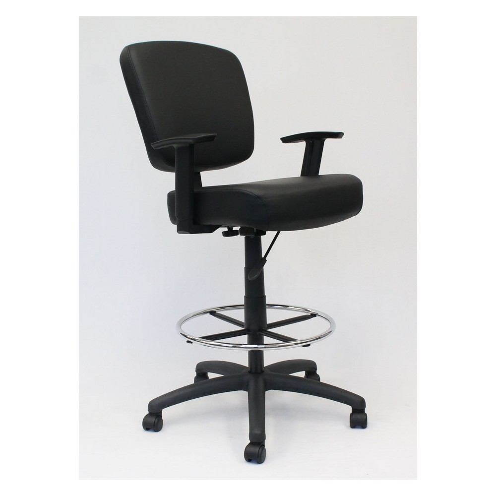 Photos - Computer Chair BOSS Modern Drafting Stool Black - : Office Chair with Adjustable Arms & Fo 