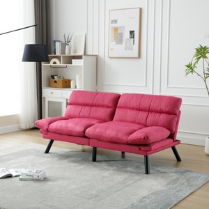 70" Sleeper Sofa Bed,Modern Linen Upholstered Convertible 2-Seater Couch with Thick Cushion for Small Spaces Living Room-Baofuwish - 1 of 4