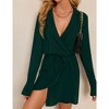 Women's Long Sleeve V Neck Mini Wrap Dress Belted Split Business Casual Work Short Shirt Blazer Dress - 3 of 4