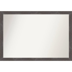 39" x 27" Non-Beveled Woodridge Rustic Gray Wood Wall Mirror - Amanti Art: Rectangle, Includes Mounting Hardware - 1 of 4