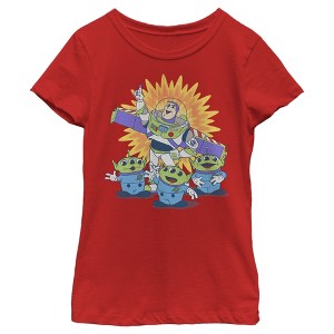 Girl's Toy Story Buzz Lightyear and Aliens T-Shirt - 1 of 4