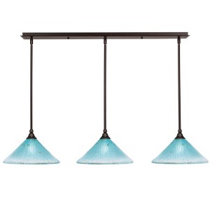 Toltec Lighting Any 3 - Light Chandelier in  Dark Granite with 12" Teal Crystal Shade - 1 of 1