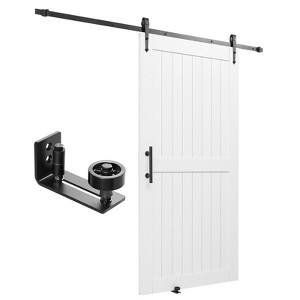 VEVOR Sliding Barn Door,42x84 in,High-Strength MDF Panel, Barn Door with Hardware Kit, Water-Proof PVC Surface, Easy to Install, H-Frame,Black&White - 1 of 4