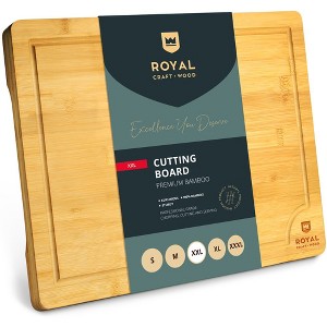 Bamboo Wood Cutting Board Chopping & Serving Board 18" x 12" XL Large - Royal Craft Wood - 1 of 4