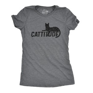 Womens Catitude T Shirt Funny Pet Cat Attitude Tee - Crazy Dog Women's T Shirt - 1 of 4