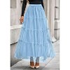 Tulle Skirts for Women 2025 Fall Fashion Elastic High Waisted Fairy Tiered Flowy A-Line Casual Maxi Long Skirt Army Light Blue - 2 of 4