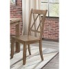 Transitional Double X-Back Side Chairs Set of 2 with White Finish and Pine Veneer - 4 of 4