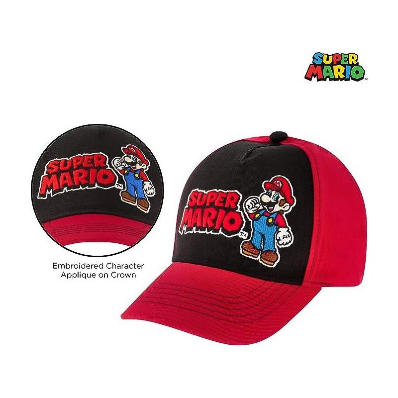 Super Mario and Bowser Baseball Cap, Little Boys Age 4-7 – Red, 4 of 7