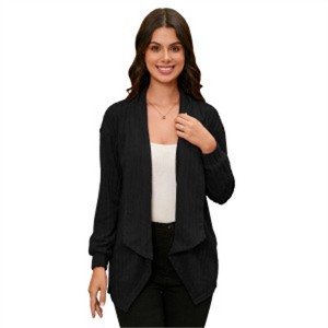 Clearlove Women's Open Front Cardigan Draped Snap Buffalo Plaid Shirt Cardigan Knit Sweater - 1 of 4