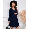 BLUEMING Maternity Rib-Knit Contour Dress - V-Neck Long Sleeve Mid-Length Dress for Baby Celebrations & Autumn Gatherings - 3 of 4