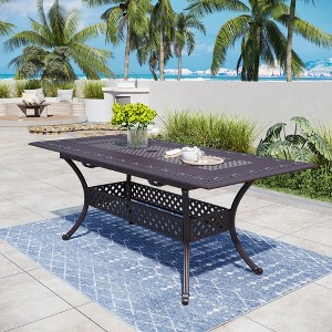 Captiva Designs Outdoor Patio Cast Aluminum Lawn Garden All Weather Engraved Cast-Top Dining Table - 1 of 4