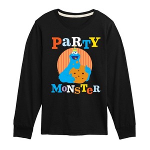 Boys' - Sesame Street - Party Monster Cookie Monster Long Sleeve Graphic T-Shirt - 1 of 3