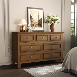 Dresser for Bedroom, 7 Drawer Dresser, Wooden Chest of Drawers with Deep Drawers, 47" Long Dressers TV Stand, Modern Dressers Organizer - 1 of 4