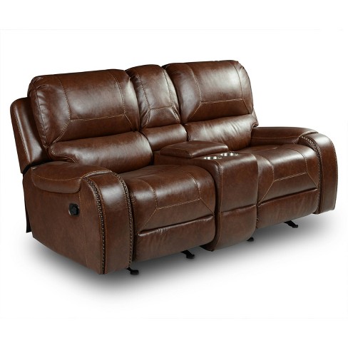 Dual glider reclining loveseat deals with console