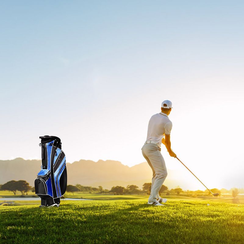 Costway Golf Stand Cart Bag Club w/6 Way Divider Carry Organizer Pockets Storage Blue, 3 of 11