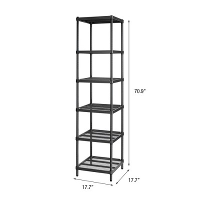 Versatile MeshWorks Black Metal Mesh 6-Tier Shelving Tower
